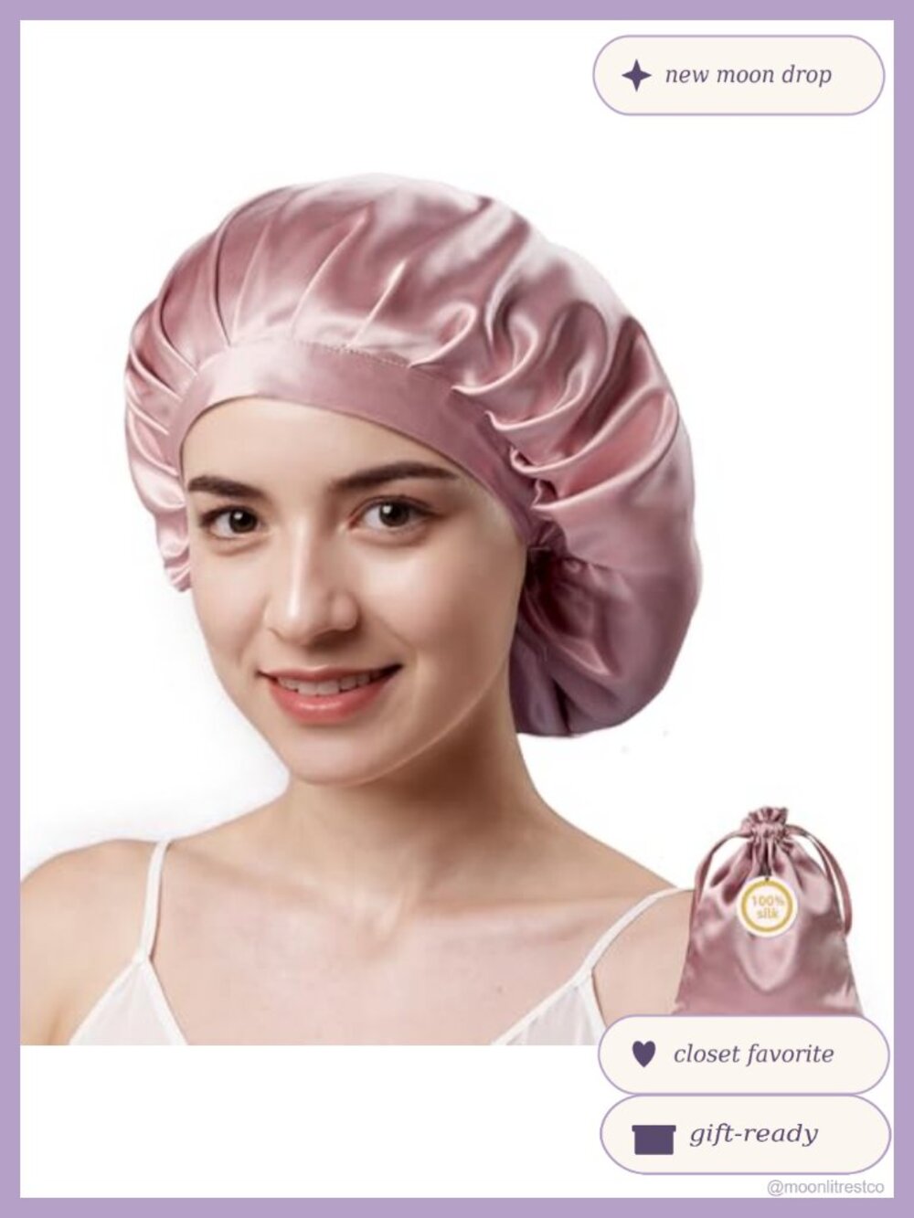 100% Mulberry Silk Bonnet for Sleeping Women Large Double Layer